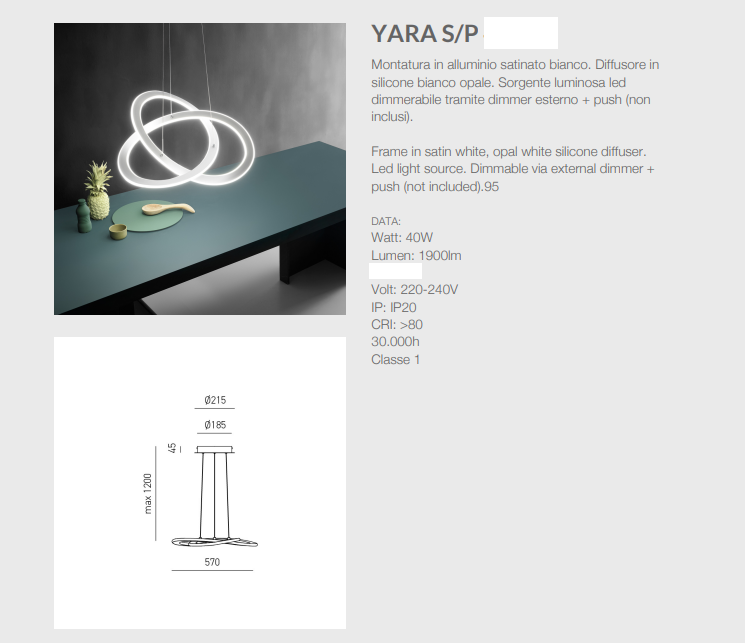 GEALUCE Sospensione montatura in alluminio satinato bianco. Diffusore in silicone bianco opale. LED YARA BEST SELLER 2025 GEALUCE Sospensione montatura in alluminio satinato bianco. Diffusore in silicone bianco opale. LED YARA BEST SELLER 2025